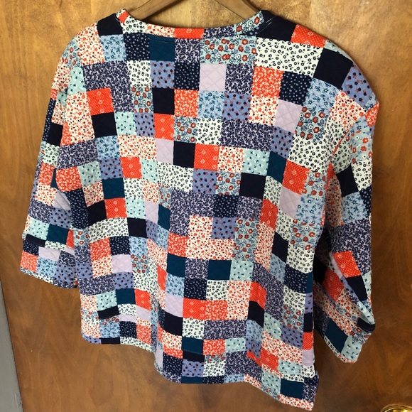 Land's End Patchwork Quilted Top Cottage Core Mixed Print Boho Nautical Coastal - Picture 6 of 15